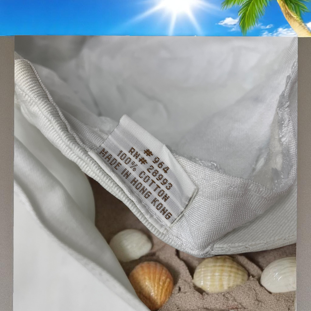 Vintage Bechamel White Cotton Tie Back Extra Long Brim Sun Beach Hat Hong Kong - Picture 5 of 7